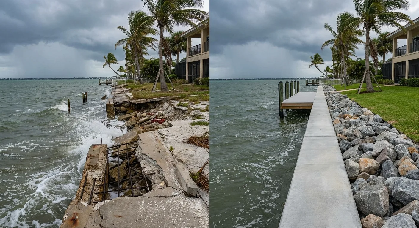 before after seawall repair Elfers FL