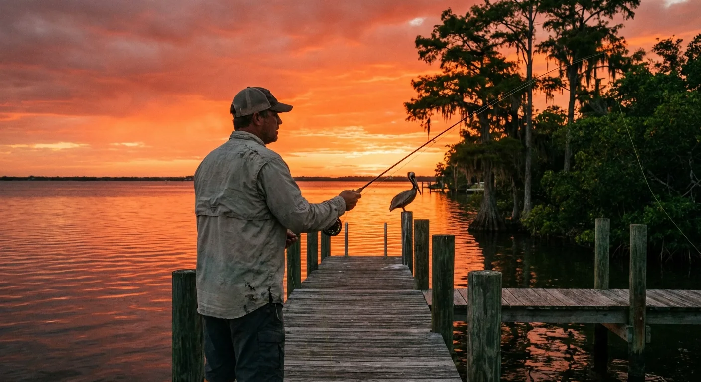 residential dock fishing sunset Aripeka FL