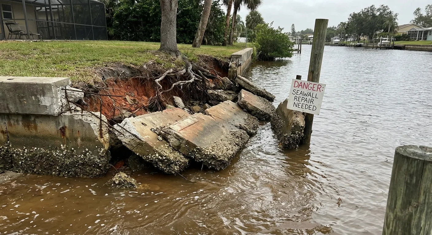 seawall erosion damage Pasco County FL
